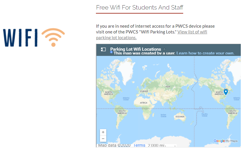 Free Wifi for PWCS Staff and Students